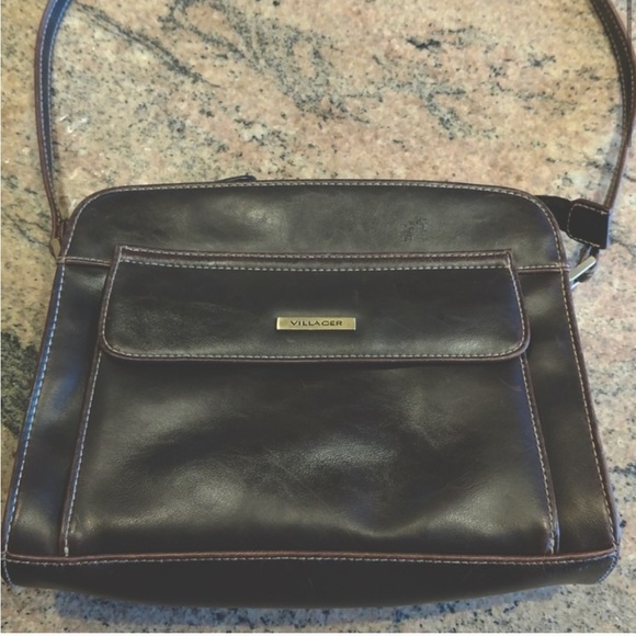Villager Handbags - Villager, A Liz Claiborne Selection, Espresso Brown Leather Purse